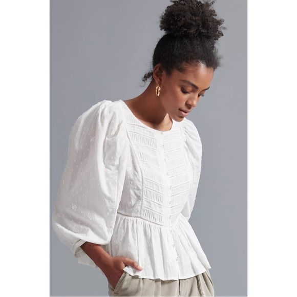 FOREVER THAT GIRL x Anthropologie verushka white embroidered peasant blouse top - Picture 11 of 12